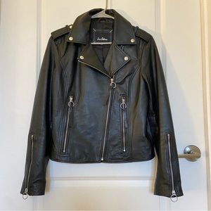 Sam Edelman Lambskin Leather Moto Jacket Black S